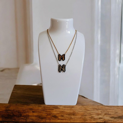 Handmade monogram necklace with Miyuki beads