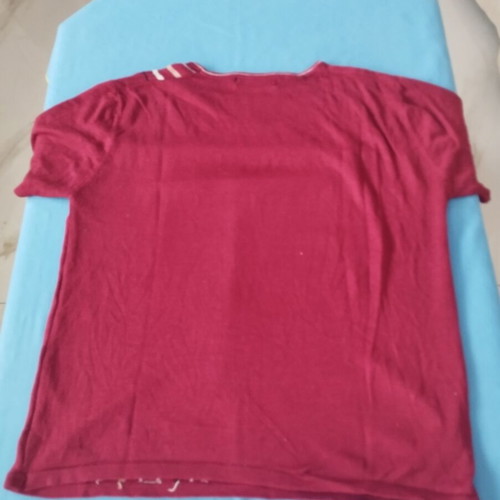 Fortunate Happy burgundy knit top with vertical stripes M/L like new