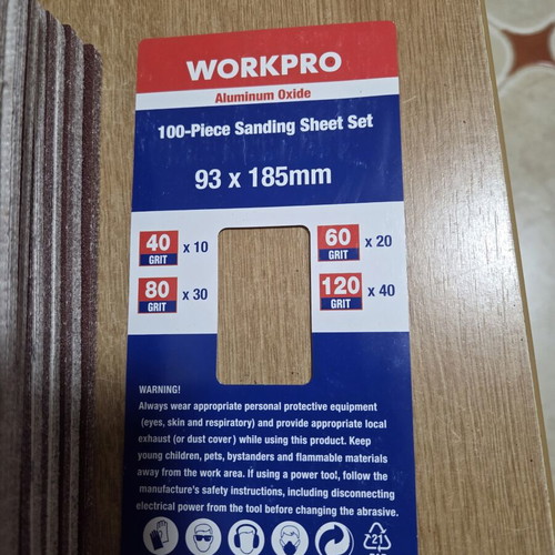 Workpro sanding sheets set 100 pieces with velcro grit 40/60/80/120
