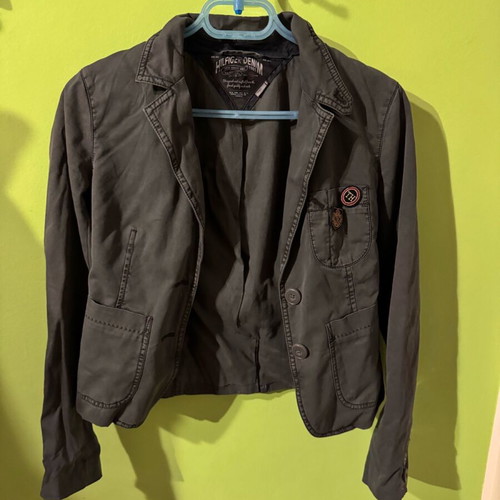 Tommy Hilfiger gray jacket like new with removable badges