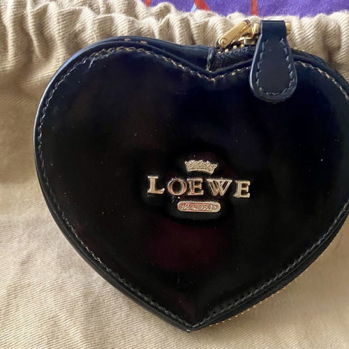 Loewe Madrid heart-shaped patent leather wallet, black