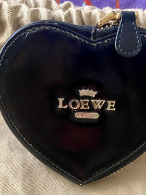 Loewe Madrid heart-shaped patent leather wallet, black