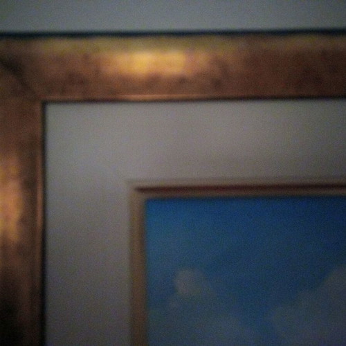 Landscape painting like new with golden frame, large size