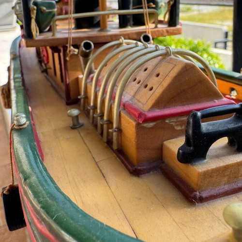 Wooden ship handmade like new from solid limba wood