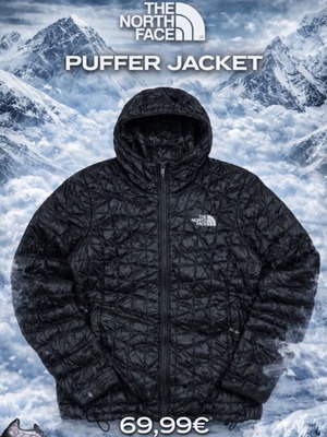 The North Face Puffer Slim jacket, size M, black