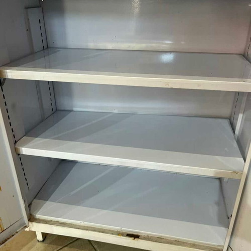 Metal outdoor cabinet with yellow doors and white frame 100x80x40