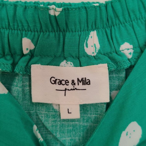 Grace & Mila green polka dot crop top large like new