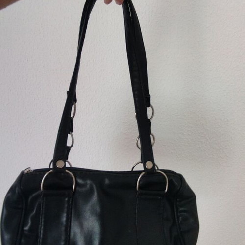 Leather shoulder bag black with studs used