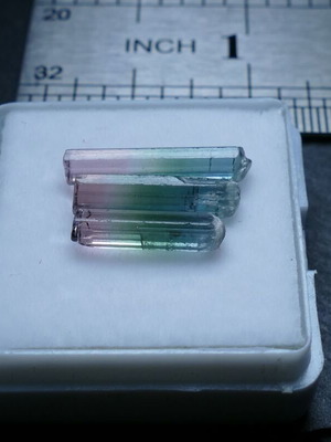 Tourmaline 3 crystals multicolor, rare 4.75 carats total