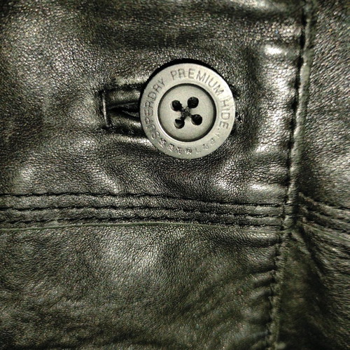 Superdry Women's Black Leather Jacket Size M Used