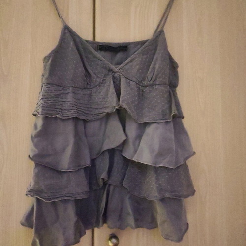 Blouse used with ruffles purple, size S
