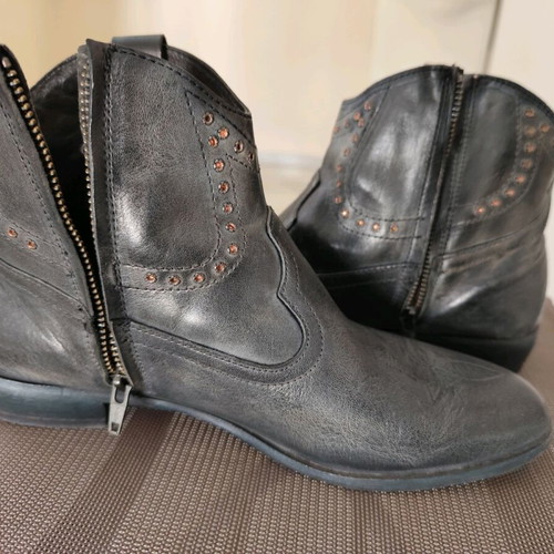 Cowboy boots used, leather gray size 40, 3cm heel