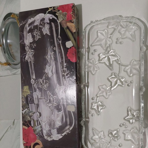 Rectangular crystal cake platter new 39x16 cm