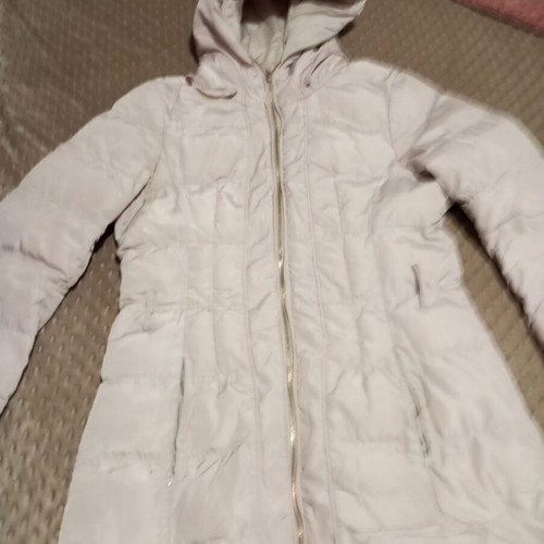 Girls' long beige jacket like new with hood