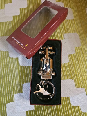 Johnnie Walker collectible keychain in box, new, silver