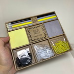 Desk set for notes new with pencils, notepads and paper clips