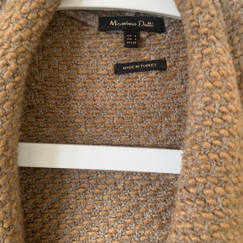 Massimo Dutti long wool cardigan coat used, beige brown