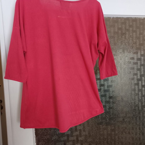Cotton women's pink blouse with 3/4 sleeve, like new, brand Aggressive