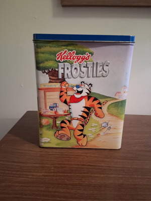 Vintage Kellogg's Frosties Metal Tin with Tony the Tiger, used
