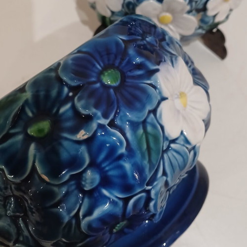 Vintage Japan 70s Fondantiere with Floral Relief Pattern