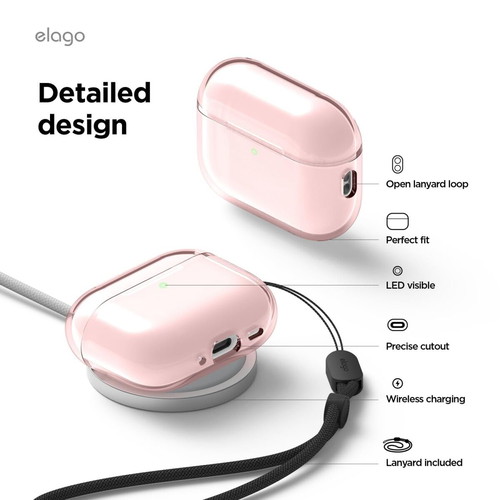 Elago Transparent TPU Case for AirPods Pro 3 Like New, Lovely Pink