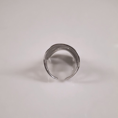 Steel ring adjustable silver tone new