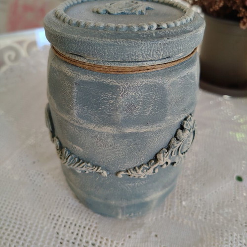 Handmade vintage glass vase mixed media shabby chic style