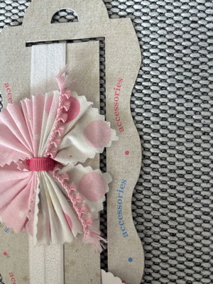 Children's ribbon white with pink bow and tag new