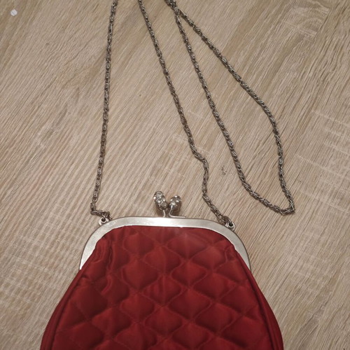 Evening bag used red satin Alexi Andrioti