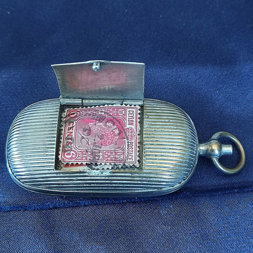 French silver-plated coin holder with stamp case used, circa 1900