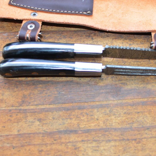 Damascus Hand Forged Knife and Fork BBQ Hunting Set New