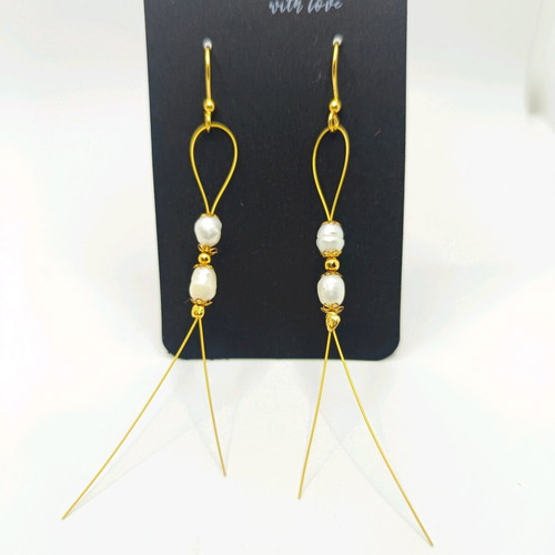 Handmade earrings with pearls new, gold stainless steel