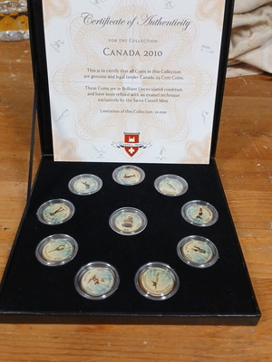Canada 2010 Winter Olympics Medals enameled, like new with certificate