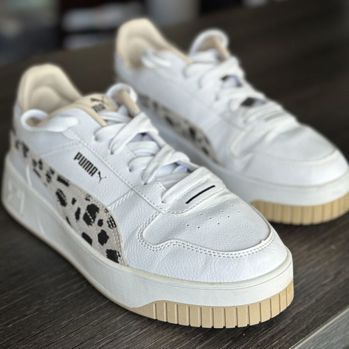 PUMA women's sneakers, size 40 EU, white with leopard print