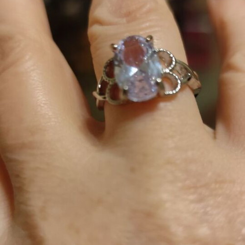 Silver vintage ring with white zircon, size 8, like new