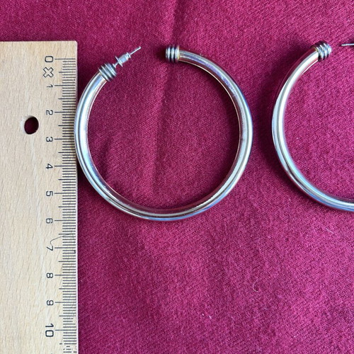 Vintage silver hoop earrings 90’s like new handmade