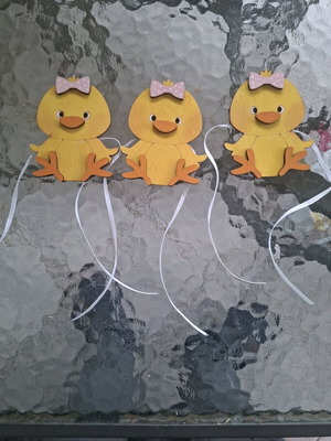 Wooden decorative ducklings like new, set of 3 pieces