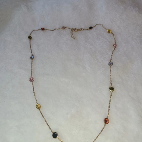 Silver necklace 925 gold plated with colored zircon stones new
