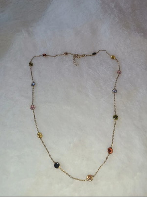 Silver necklace 925 gold plated with colored zircon stones new
