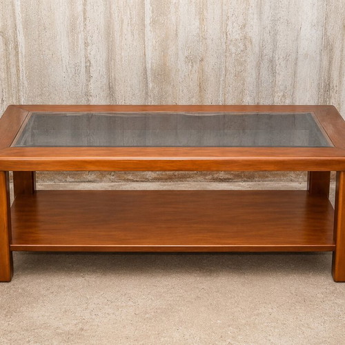 Vintage coffee table with wood and mirror top