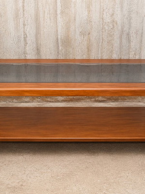 Vintage coffee table with wood and mirror top
