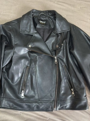 Only leather jacket short refurbished, black, size M