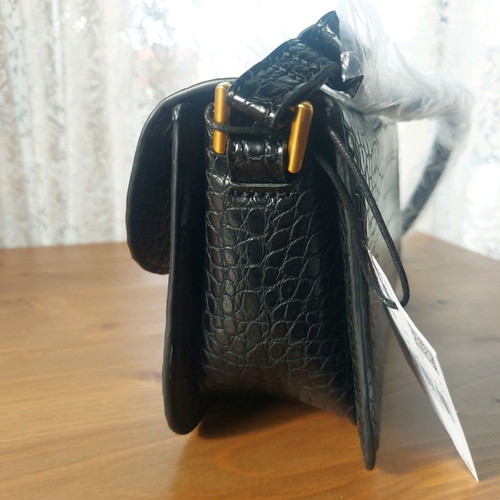 Black crocodile-style shoulder bag new, made of faux leather