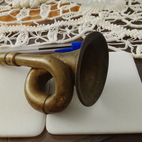 Vintage Small Brass Spiral-Shaped Bugle used