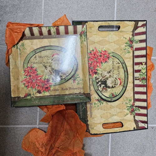 Decorative Christmas plates new, set of 2 pieces