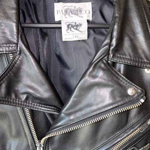 Vintage Parasuco Leather Biker Jacket made in Canada, size L, like new