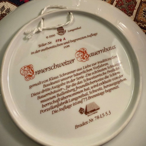Swiss plate collection like new, handmade, numbered, set of 3