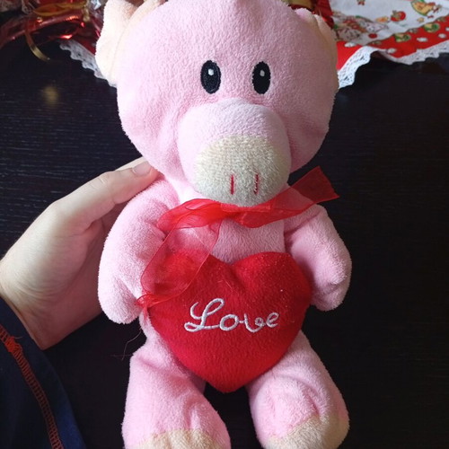 Plush pig used with Love heart