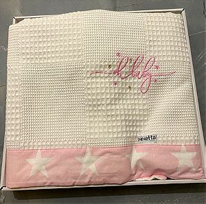 βρεφική κουβερτα πικε κουβερλι λευκό ροζ ΚΑΙΝΟΥΡΓΙΟ στο κουτί του
