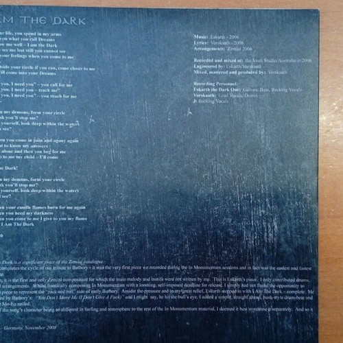 Zemial I Am The Dark 7'' vinyl, like new, Greek heavy black metal